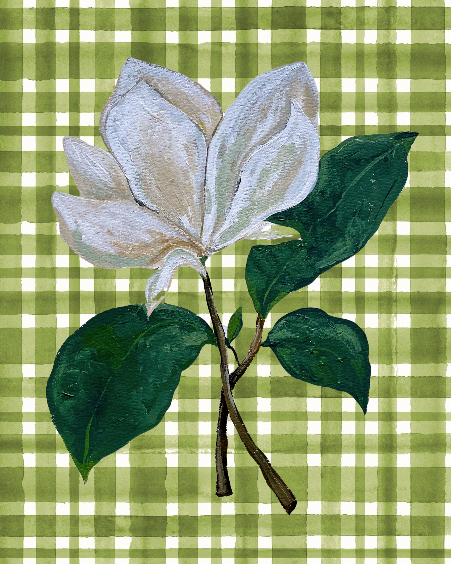 “Magnolia Gingham” giclee print