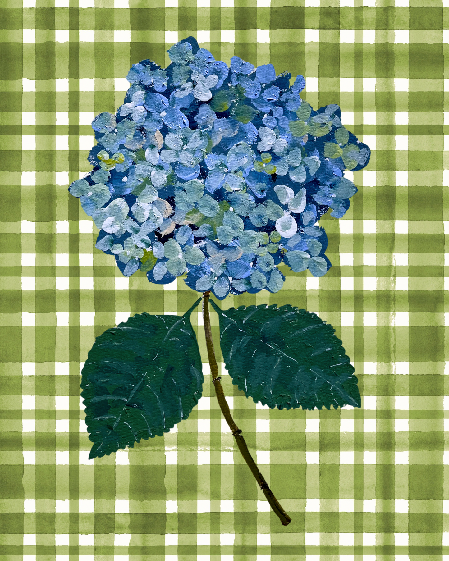 “Hydrangea Gingham” giclee print