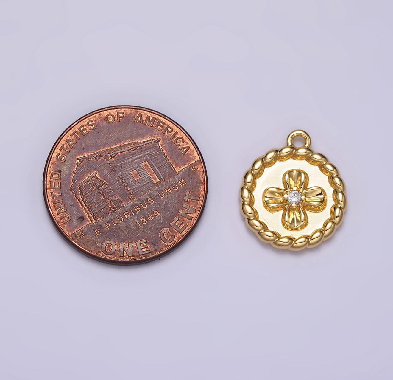 Flower Braided Coin Pendant