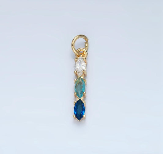 Green and Blue Marquis Linear Charm