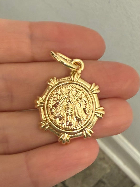Single Tone Bee Coin Pendant