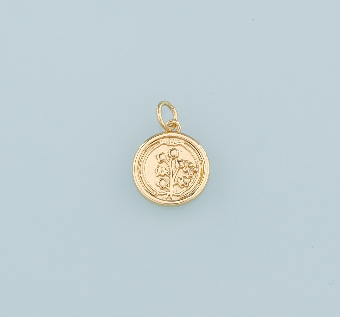 Dainty Flower Coin Pendant