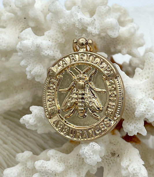 French Bee Coin Pendant