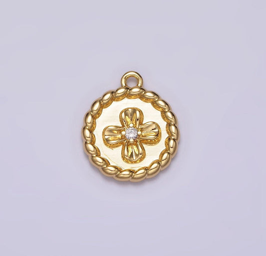 Flower Braided Coin Pendant