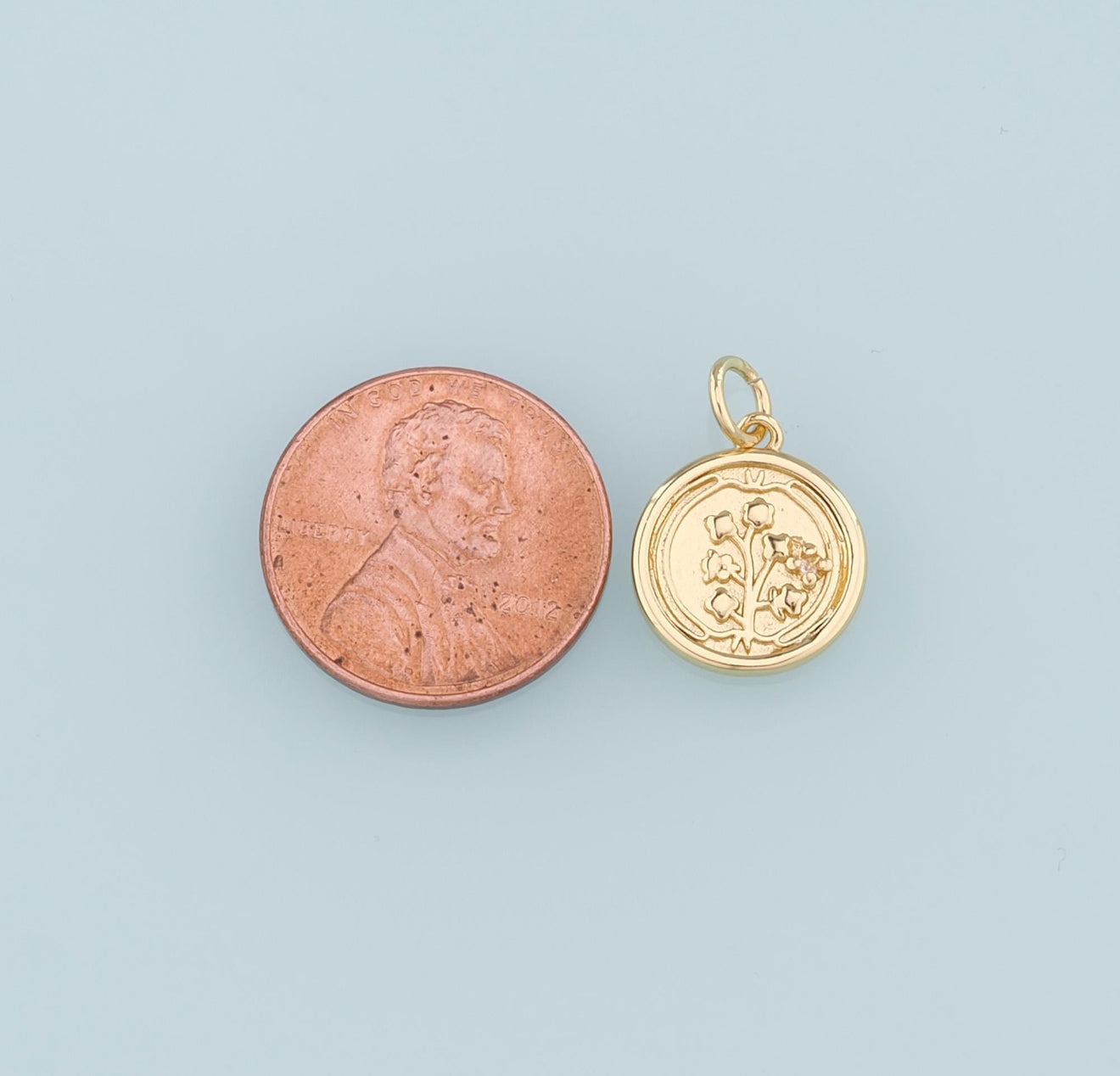 Dainty Flower Coin Pendant