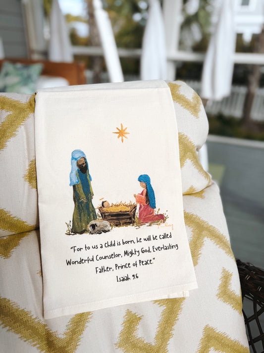 Nativity Art Tea Towel